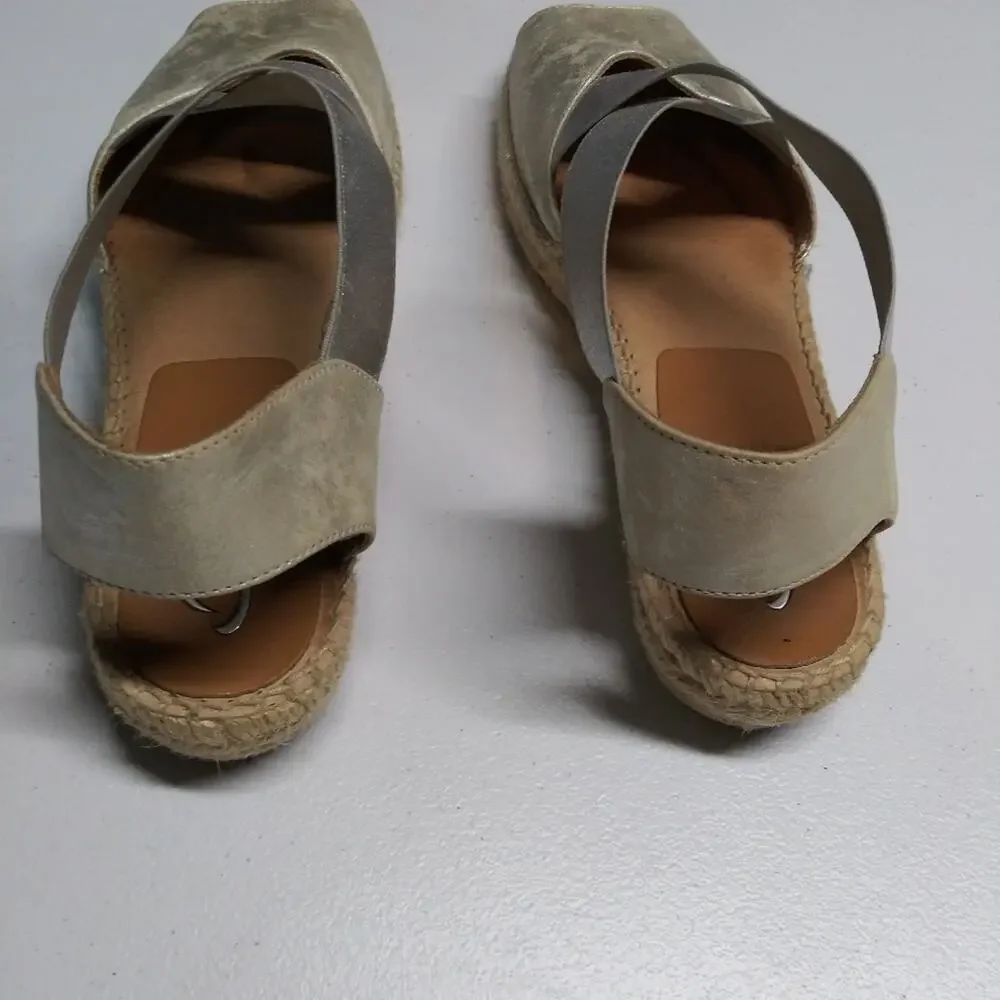 Kanna Silver Metallic Espadrille Sandals Vacation Boho Size 39